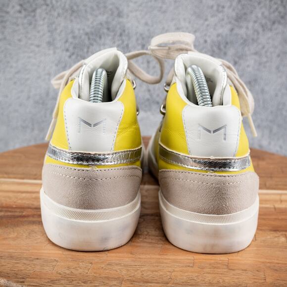 Marc Fisher LTD Merin 3 Shoe Womens 9 White Leather Lace Up Mid Casual Sneaker - Picture 4 of 7